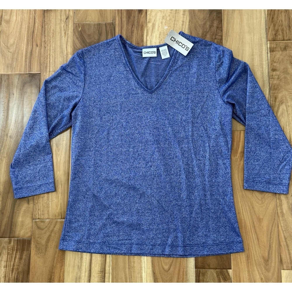 Chico's Blue Shimmer Lightweight Top Size 1